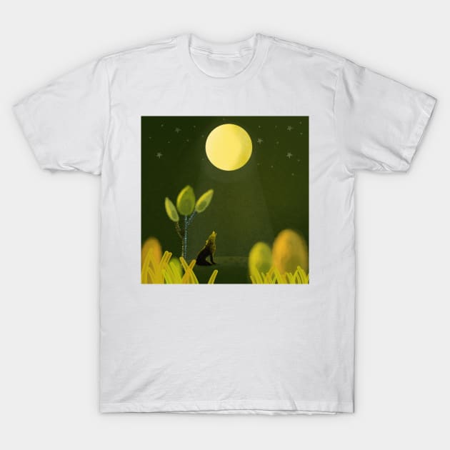 Wolf in the night forest. T-Shirt by taya-stdnk